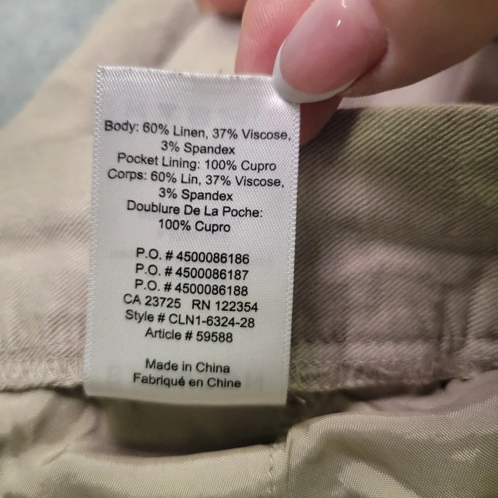 Babaton Pleated Linen Blend Trousers Tan Beige Elastic Waist Pants Size 2